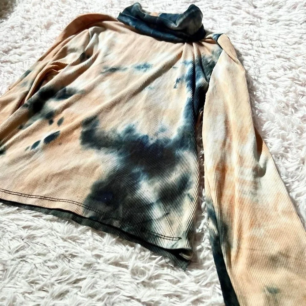 Grunge Tie Dye Whimsygoth Punk Skater Edgy Turtle Neck‎ Top Womens L Witchy